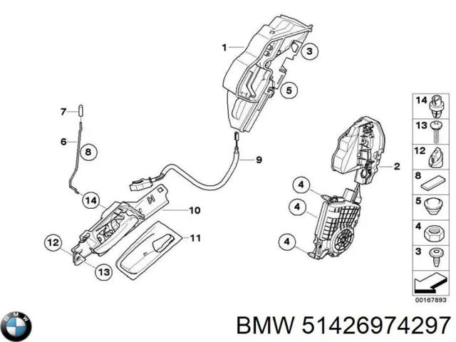 Ручка задней двери, внутренняя, левая 51426974297 BMW