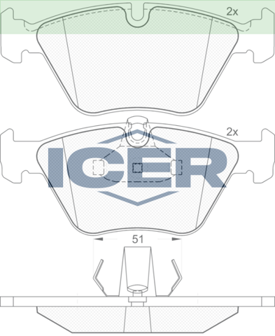 Колодки тормозные передние дисковые 181296 ICER