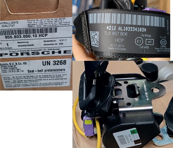 Ремень безопасности задний правый 95580305010HCP PORSCHE