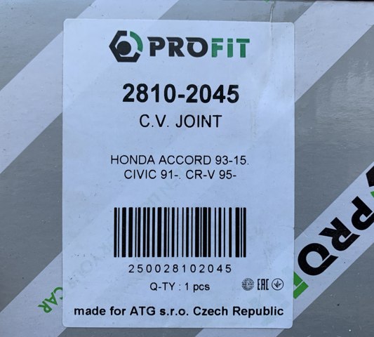 PROFIT 28102045 Шрус внутренний левый в наличии Полтава