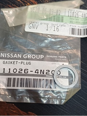 NISSAN 110264N200 Прокладка сливной пробки редуктора в наличии Тернополь