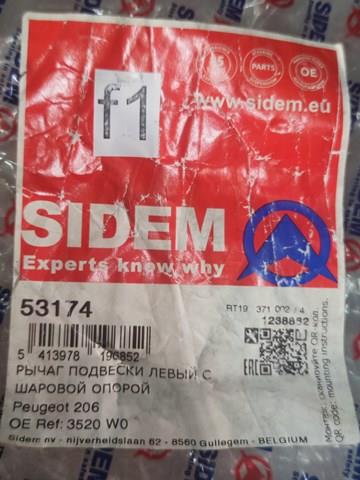 Рычаг передней подвески нижний левый 53174 SIDEM