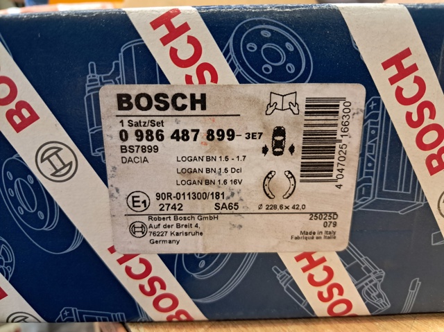 BOSCH 0986487899 Колодки тормозные задние барабанные в наличии Харьков