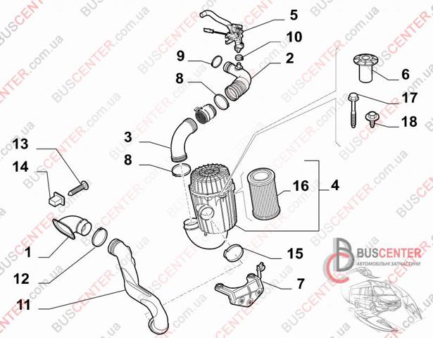 FIAT 1350799080 Патрубок воздушный, расходомера воздуха в наличии Львов