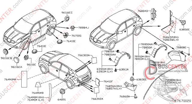 Щиток грязезащитный заднего крыла, передний левый 76857JD000 NISSAN