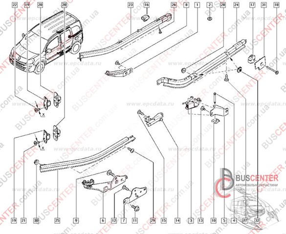 RENAULT 8200497748 Рельс направляющей сдвижной двери верхний левый в наличии Кривой Рог