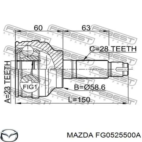 Полуось передняя, правая FG0525500A MAZDA