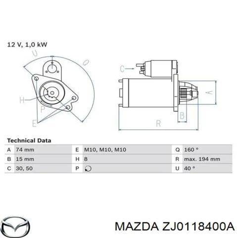 Стартер двигателя ZJ0118400A MAZDA