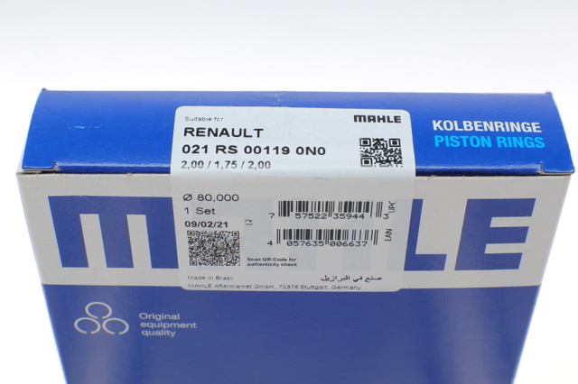 Поршневые кольца на 1 цилиндр, STD 021RS001190N0 MAHLE