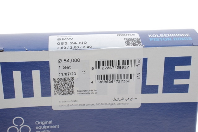 Комплект поршневых колец на 1 цилиндр, STD 08324N0 MAHLE