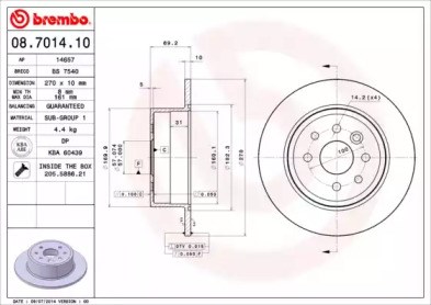 Дисковый тормоз 08701410 BREMBO