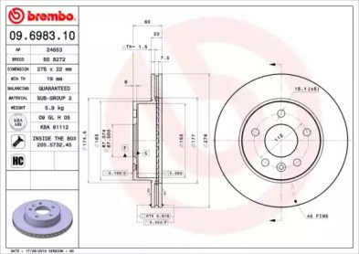 Ротор тормозной 09698310 BREMBO
