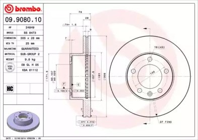 Диск тормозной передний 09908010 BREMBO