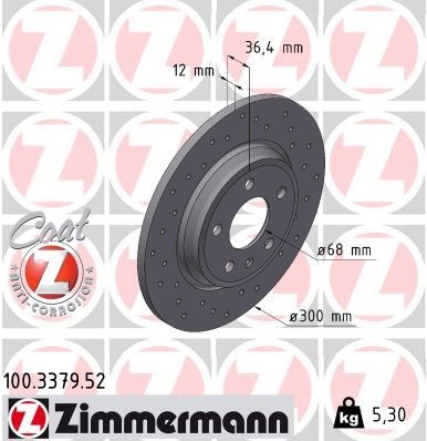 Тормозные диски 100337952 ZIMMERMANN