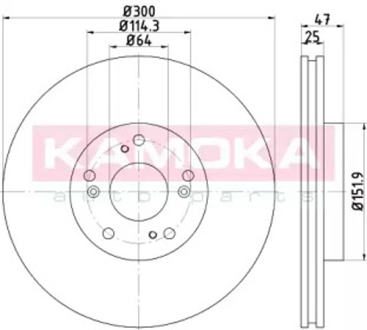 Тормоз дисковый передний 103257 KAMOKA