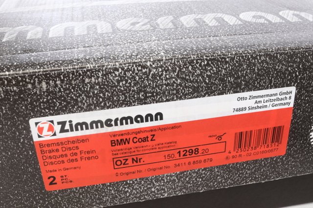 Тормоз дисковый передний 150129820 ZIMMERMANN