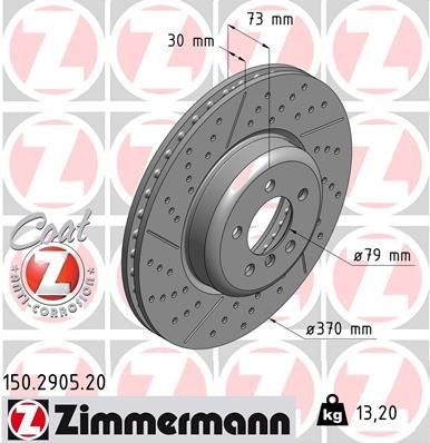 Диск тормозной передний 150290520 ZIMMERMANN