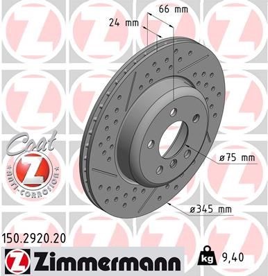 Диск тормозной задний 150292020 ZIMMERMANN