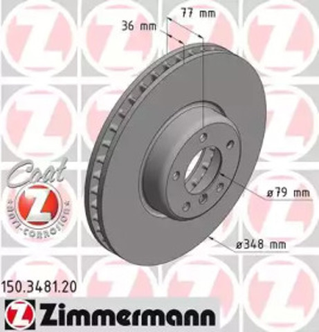 Передний тормозной диск 150348120 ZIMMERMANN
