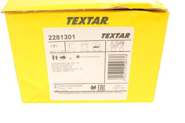 Колодки тормозные дисковые комплект 2281301 TEXTAR