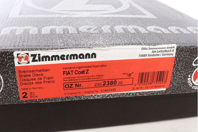 Тормоз дисковый передний 230238020 ZIMMERMANN
