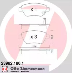 Колодки тормозные передние дисковые 239821801 ZIMMERMANN