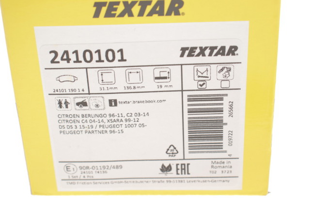 TEXTAR 2410101 Передние тормозные колодки в наличии Винница