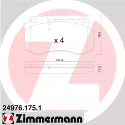 Колодки передние 249761751 ZIMMERMANN