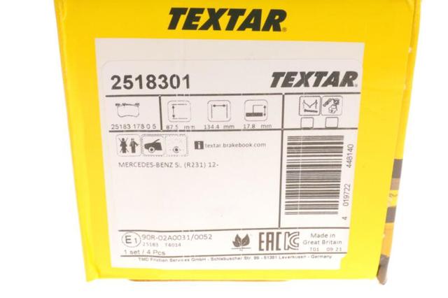 Колодки передние 2518301 TEXTAR