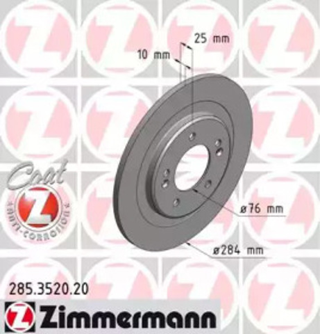 Задний дисковый тормоз 285352020 ZIMMERMANN