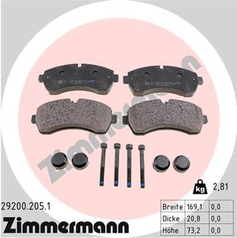 Колодки тормозные 292002051 ZIMMERMANN