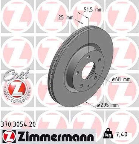 Диск тормозной передний 370305420 ZIMMERMANN