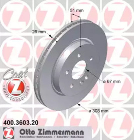 Диск тормозной передний 400360320 ZIMMERMANN