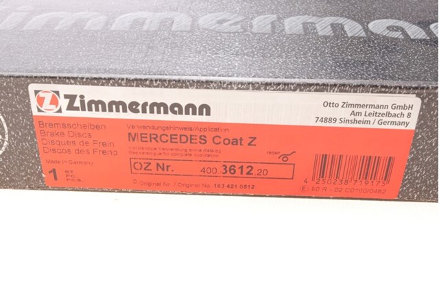 Тормоз дисковый передний 400361220 ZIMMERMANN