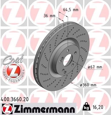 Диск тормозной передний 400366020 ZIMMERMANN