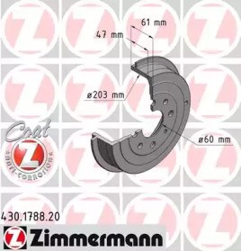 Барабан тормозной задний 430178820 ZIMMERMANN
