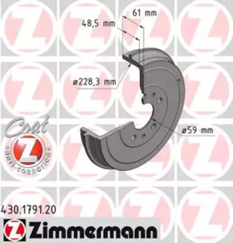 Барабан тормозной задний 430179120 ZIMMERMANN
