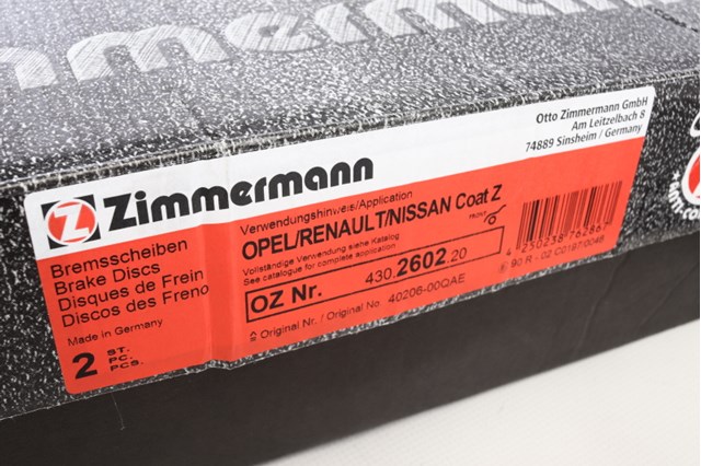 Диск тормозной передний 430260220 ZIMMERMANN