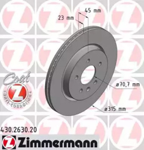 Задний тормозной диск 430263020 ZIMMERMANN