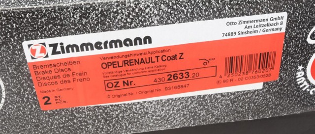 Тормозные диски 430263320 ZIMMERMANN