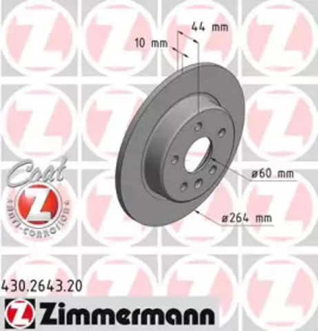 Задний дисковый тормоз 430264320 ZIMMERMANN