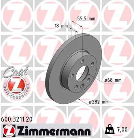 Передний тормозной диск 600321120 ZIMMERMANN