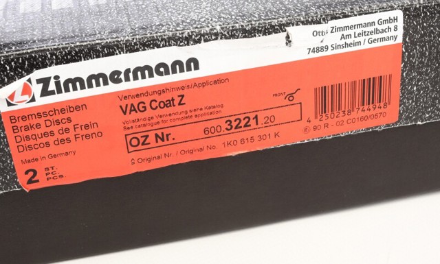 ZIMMERMANN 600322120 Диск тормозной передний в наличии Ужгород