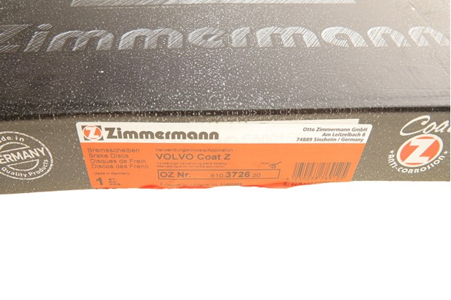 Диск тормозной передний 610372620 ZIMMERMANN