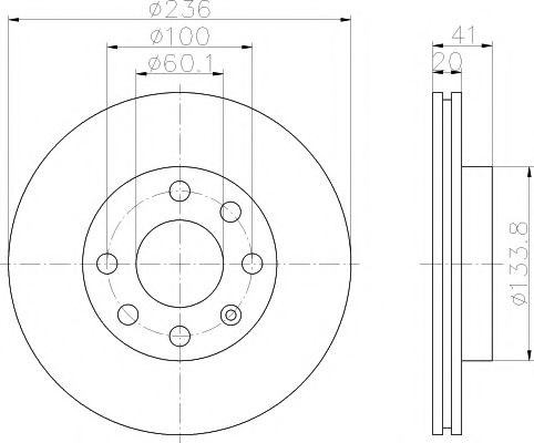 Диск гальмівний передній daewoo lanos 1.3-1.5/opel astra 8DD355100821