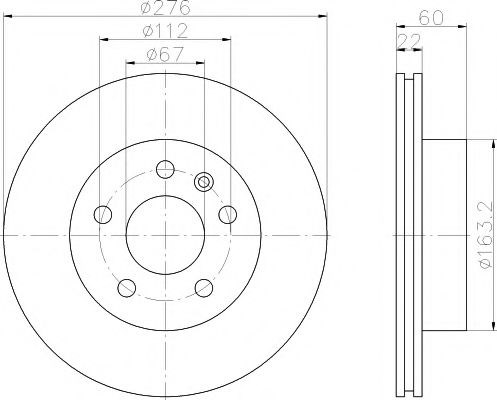 Диск тормозной передний 8DD355104521 HELLA