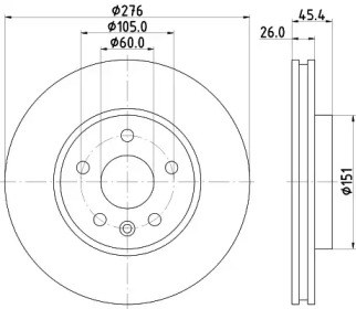 Тормоз дисковый передний 8DD355122841 HELLA