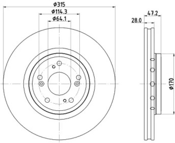Диск тормозной передний 8DD355125321 HELLA