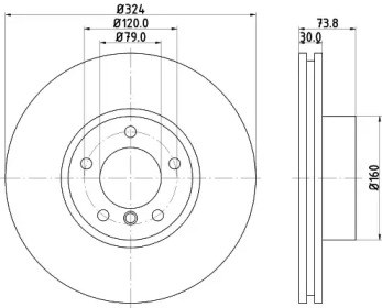 Тормоз дисковый передний 8DD355127621 HELLA