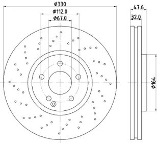 Диск тормозной передний 8DD355128151 HELLA